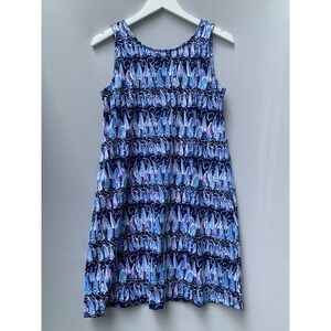 Lilly Pulitzer Dress Medium Blue‎ Sleeveless Kristen Swing Sails Stripes